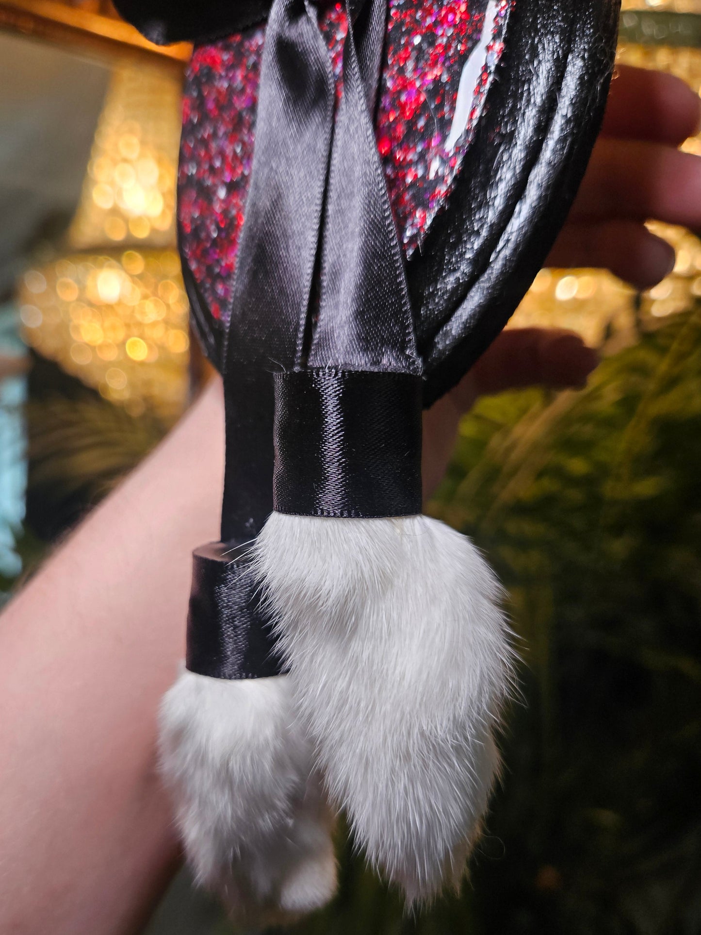 Bunny Slipper Set in black & red