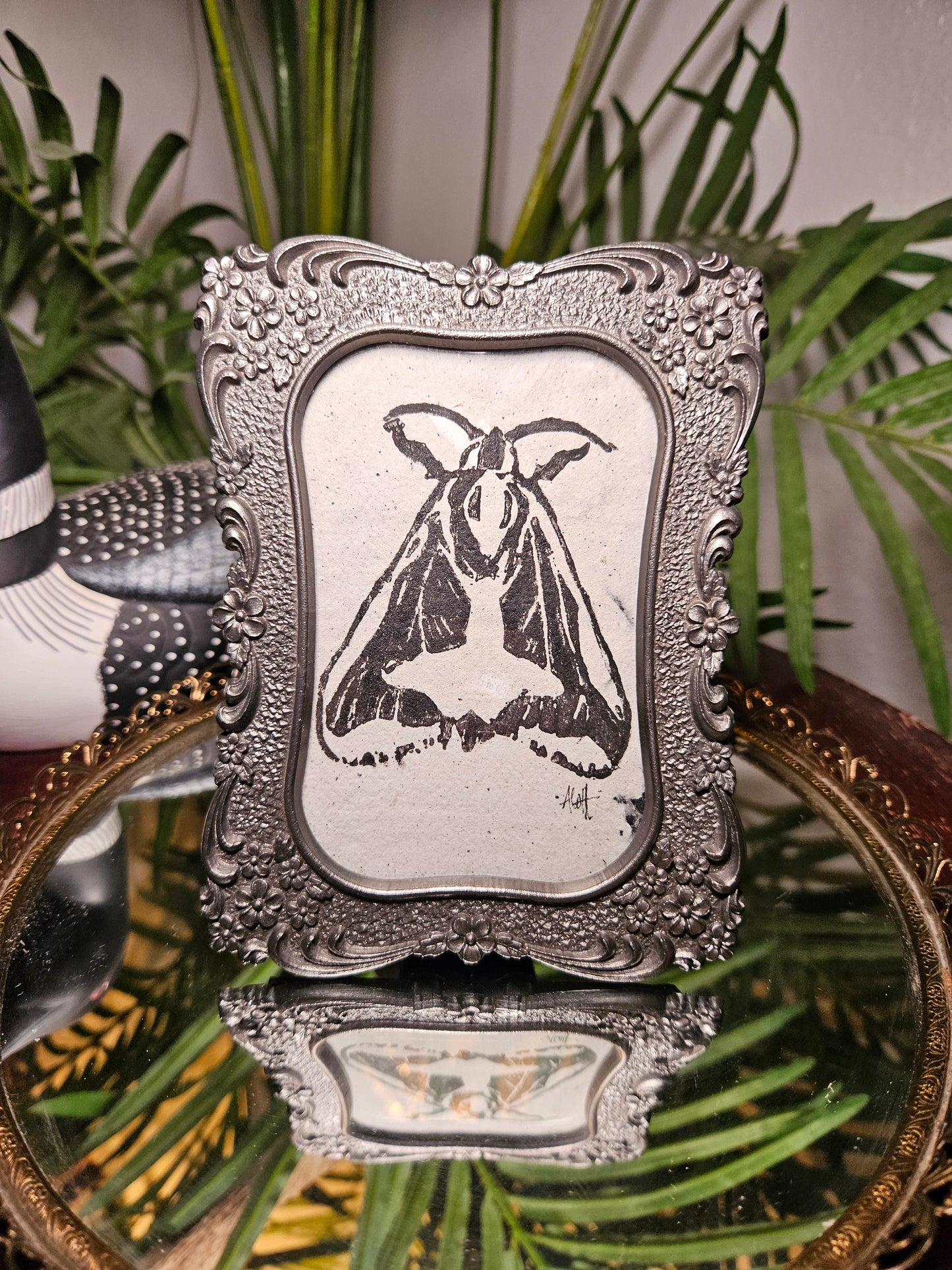 Cross Moth Linocut
