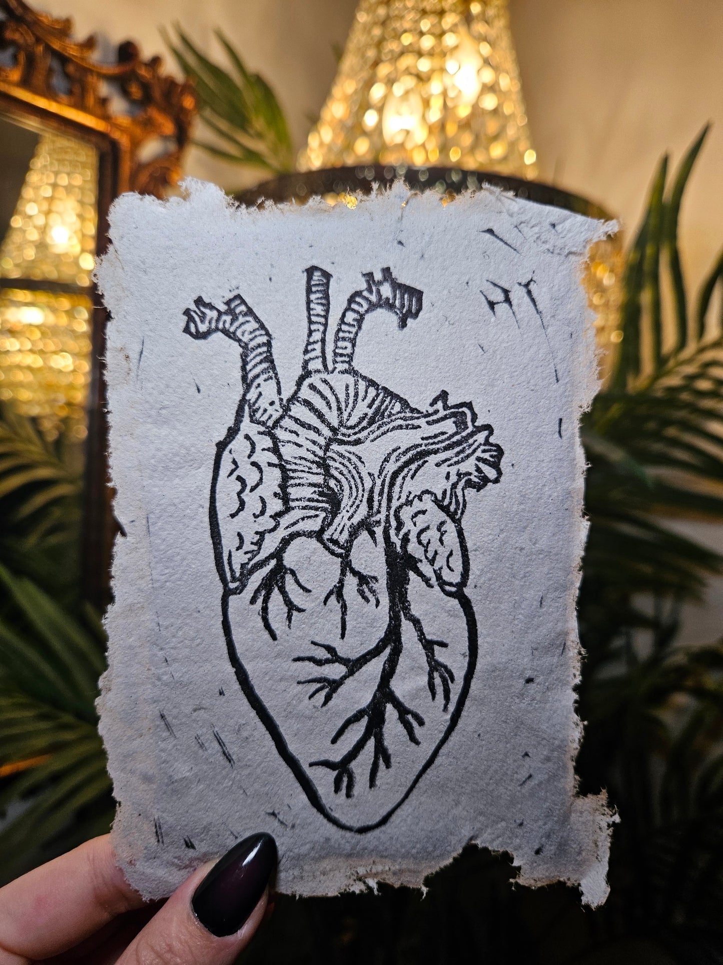 Unframed Anatomical Heart Linocut