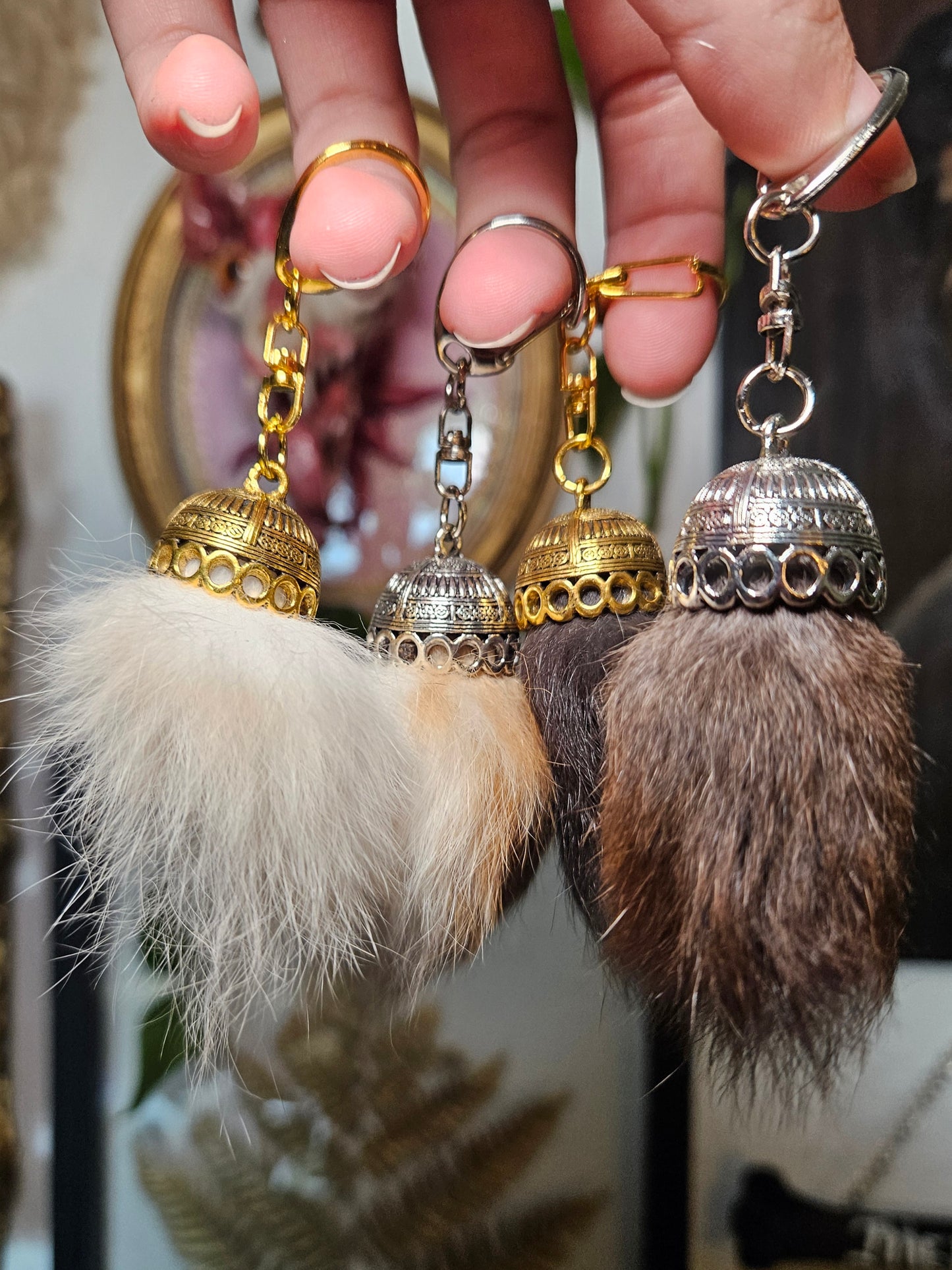 Rabbit Tail Keychain