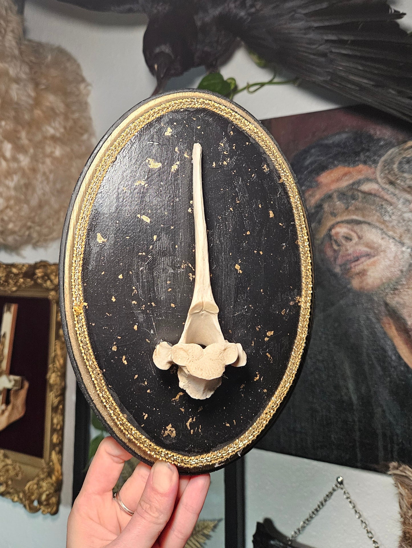 Gold Flake Deer Vertebrea Plaque