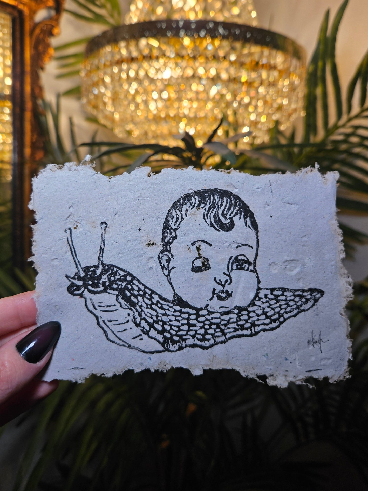 Unframed babyhead snail Linocut