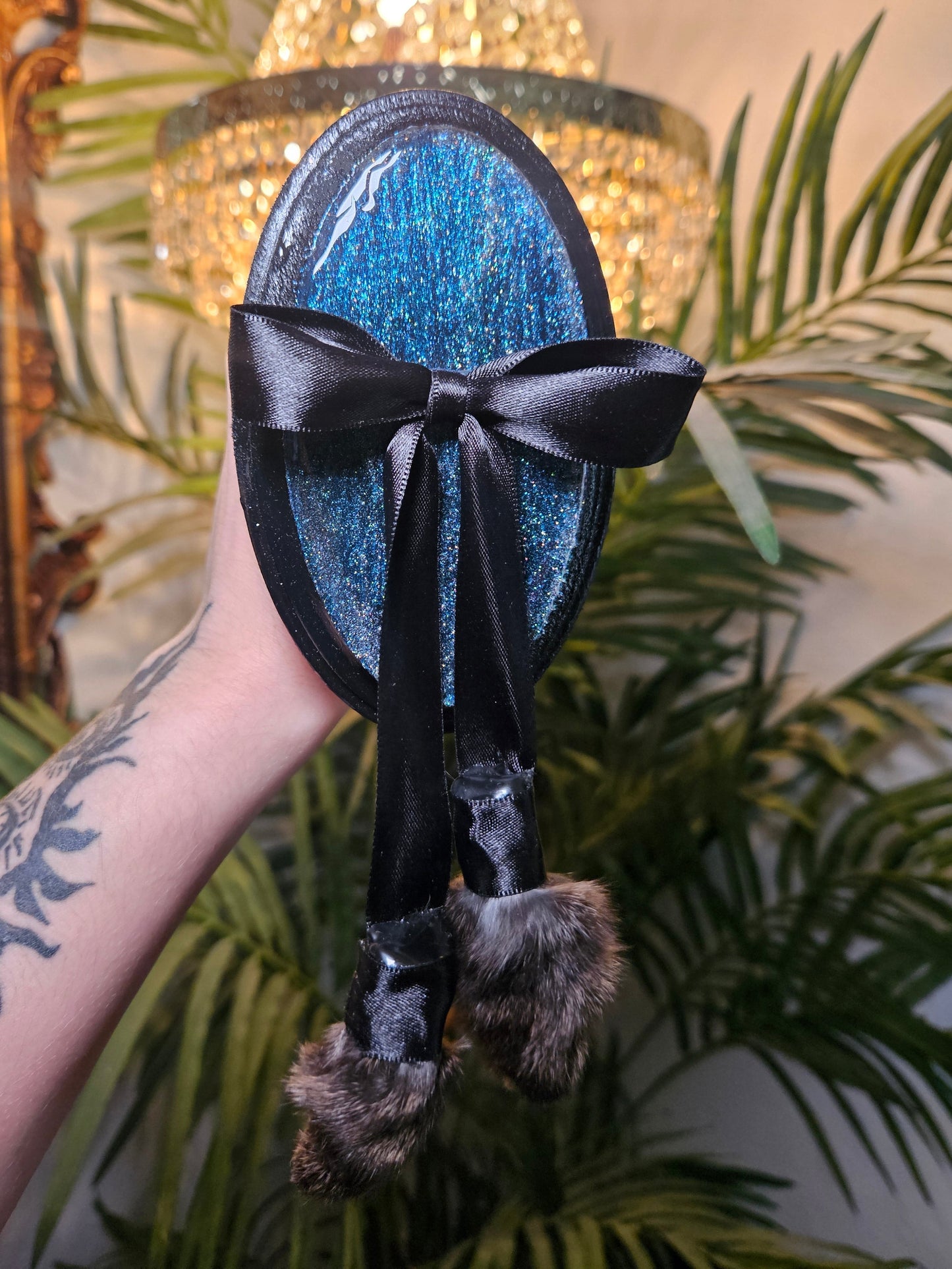 Bunny Slipper Set in black & blue