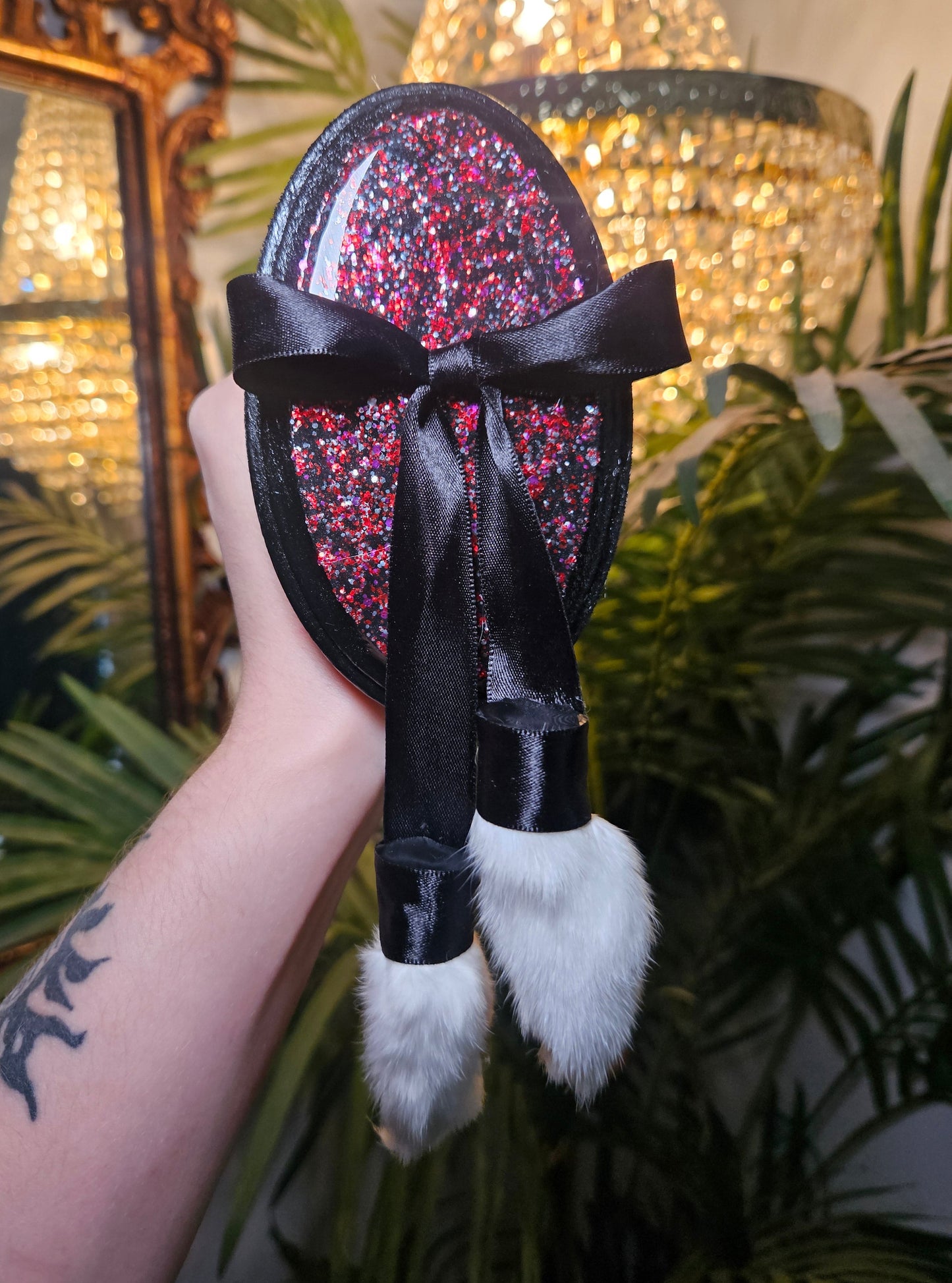 Bunny Slipper Set in black & red
