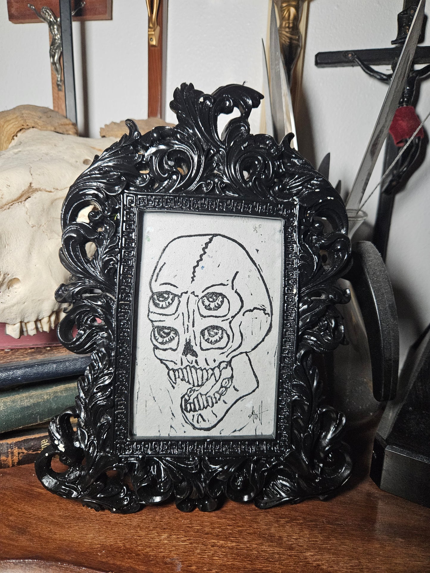 Double Vision Linocut Print