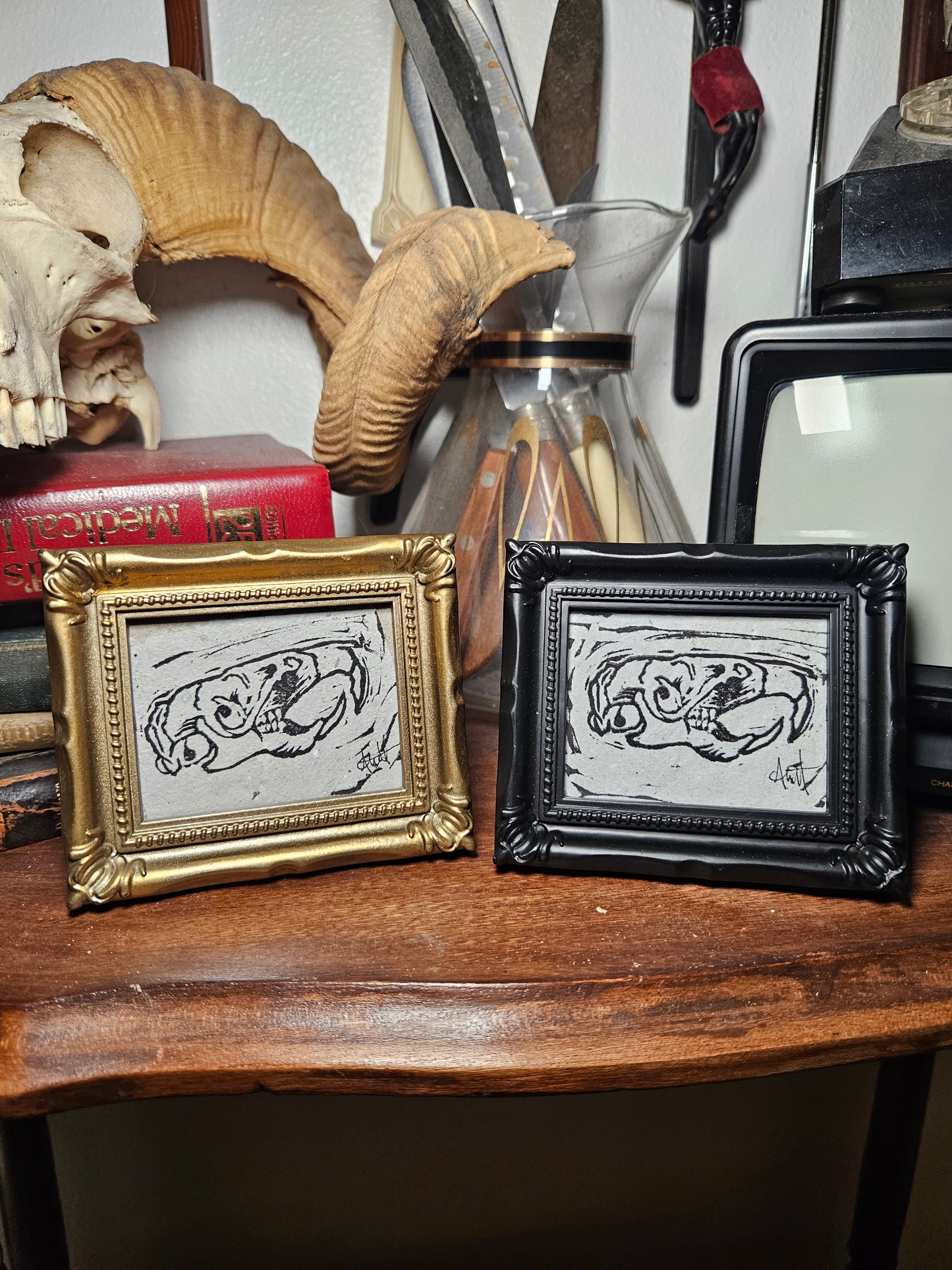 Rat Skull Linocut