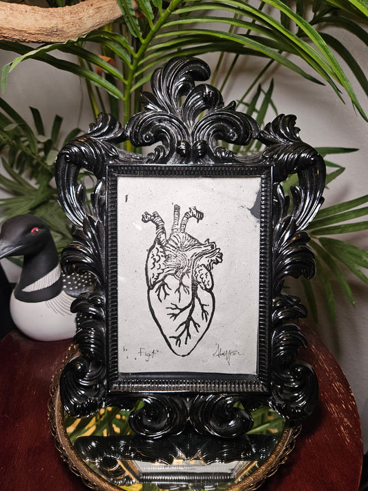 Anatomical Heart Linocut