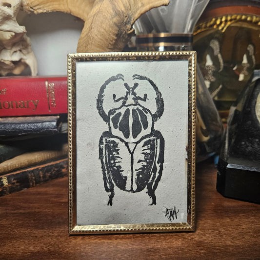 Goliath Beetle linocut print