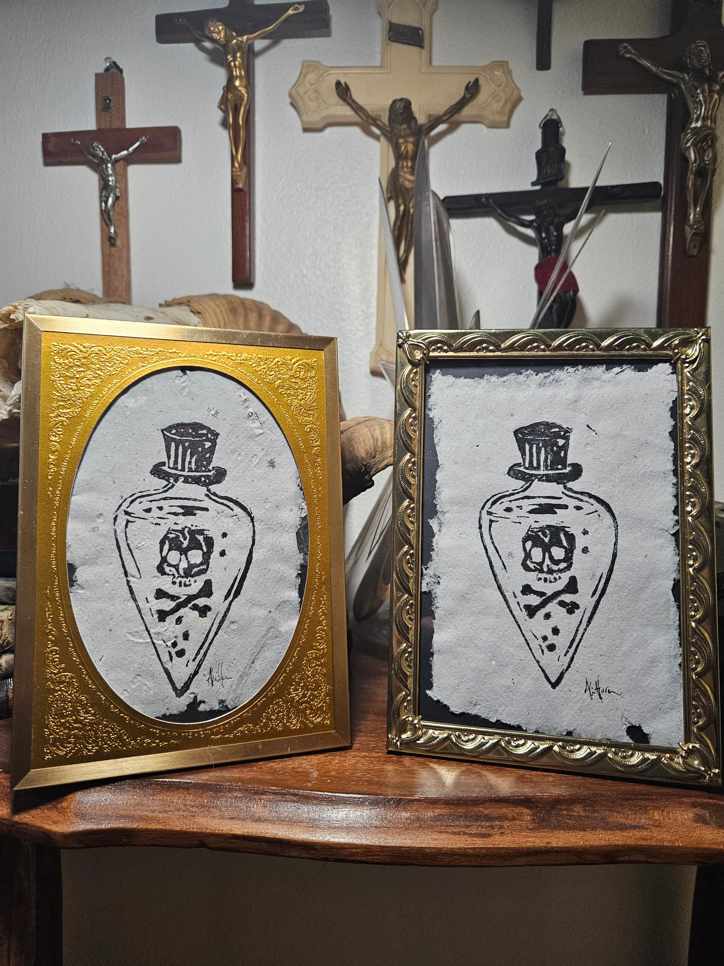 Poison bottle linocut prints