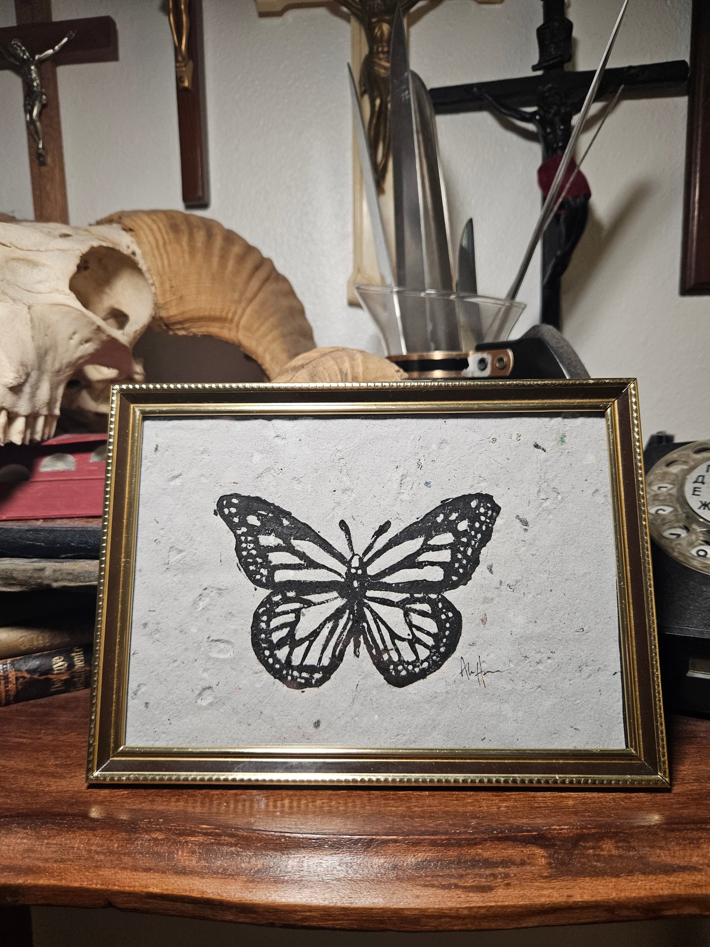 Monarch Linocut Print