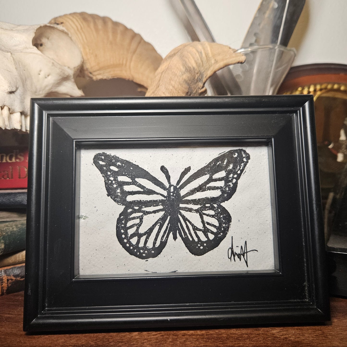 Monarch Butterfly linocut print