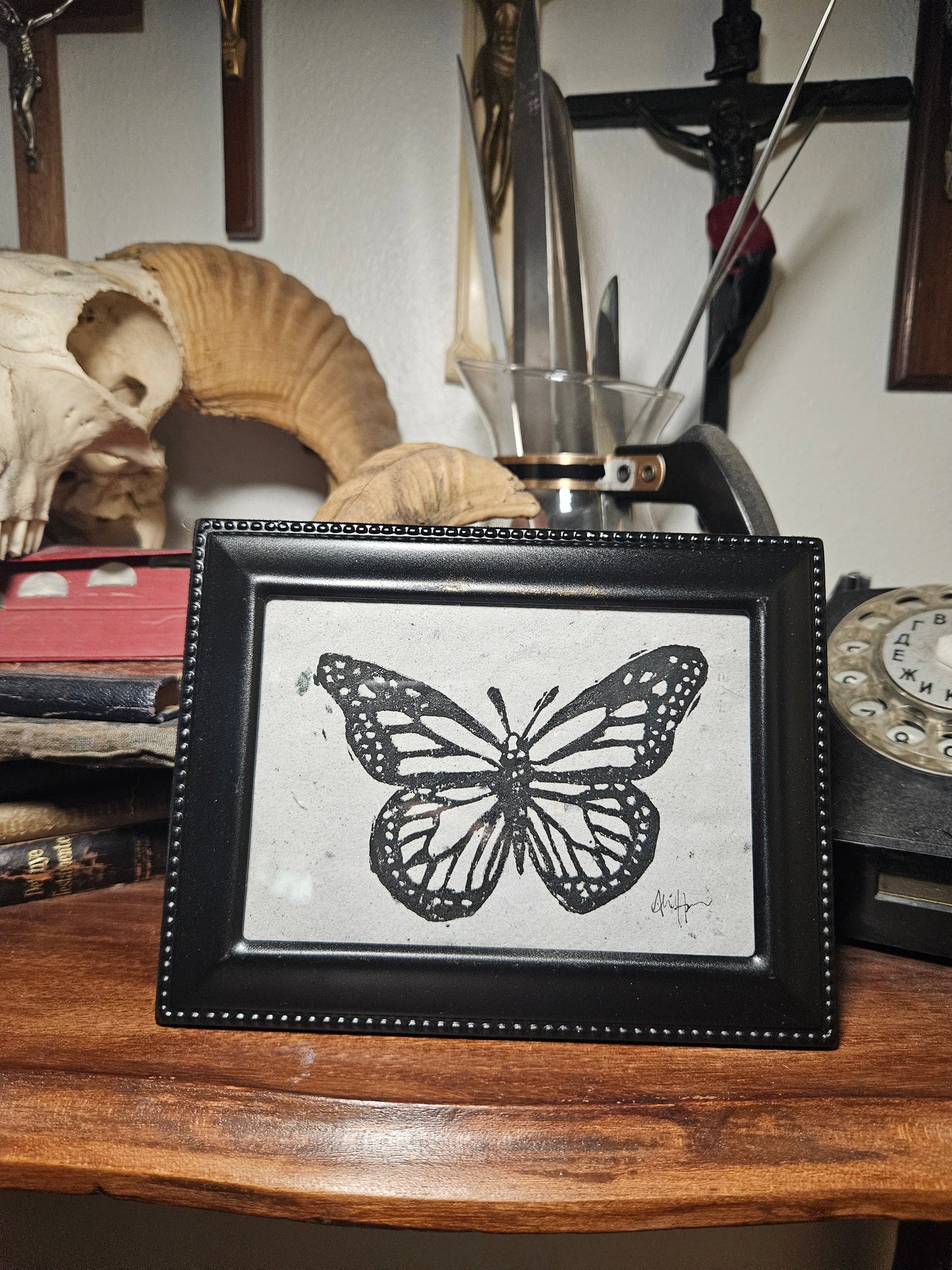 Monarch Linocut Print