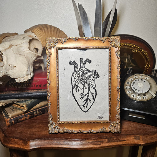 Anatomical Heart linocut print