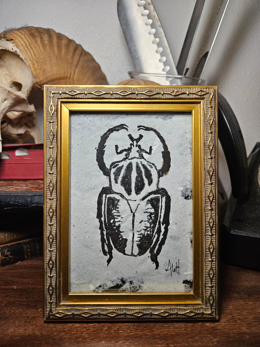 Goliath Beetle linocut