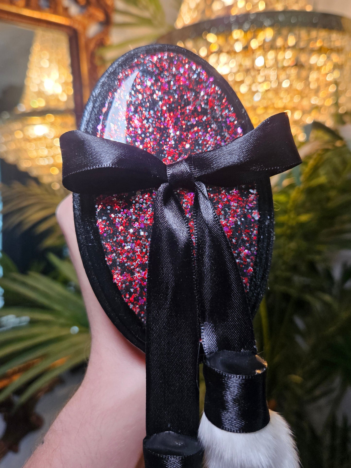 Bunny Slipper Set in black & red