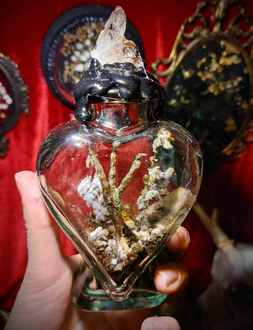 Large glass heart shaped jars