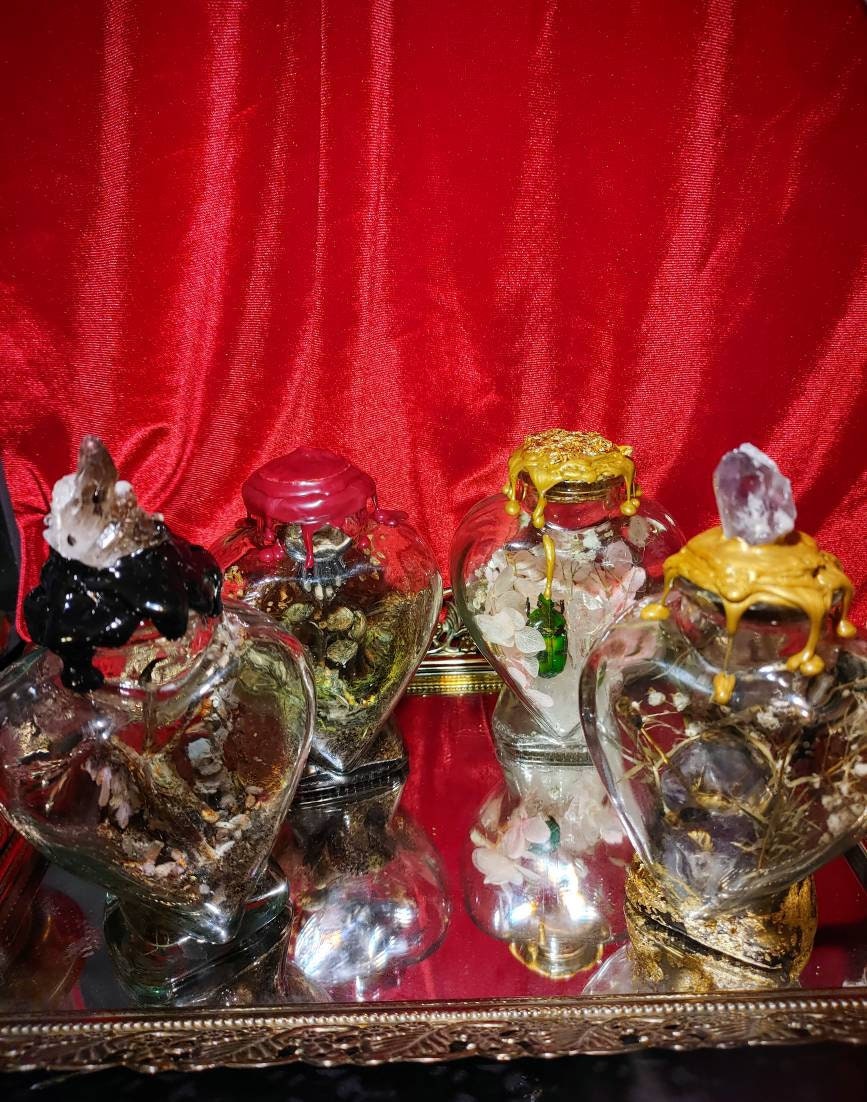 Large glass heart shaped jars